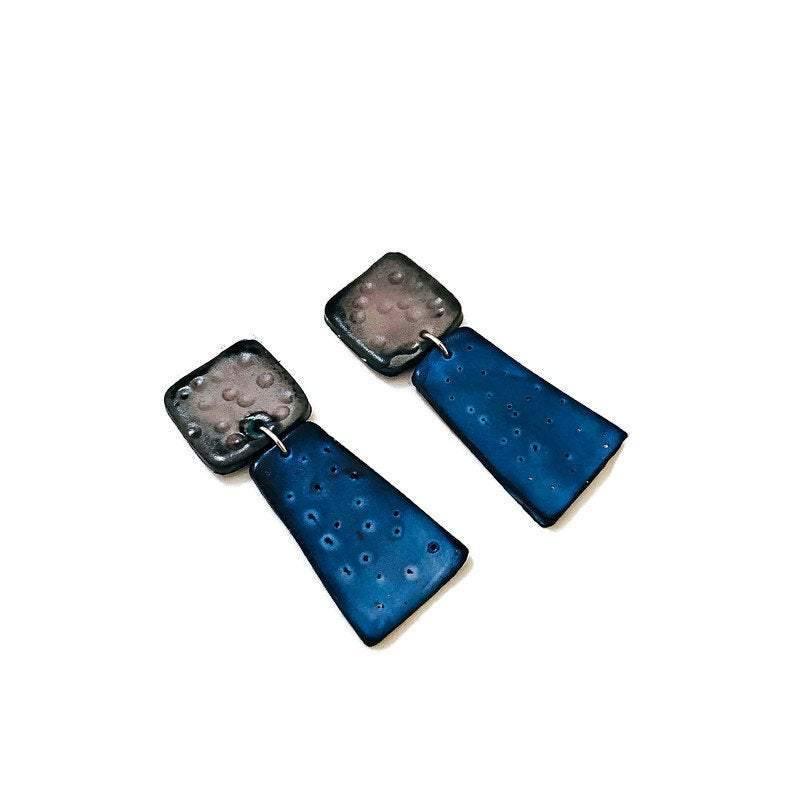 Colorful Dangle Statement Earrings, Post or Clip On – "Mary"
