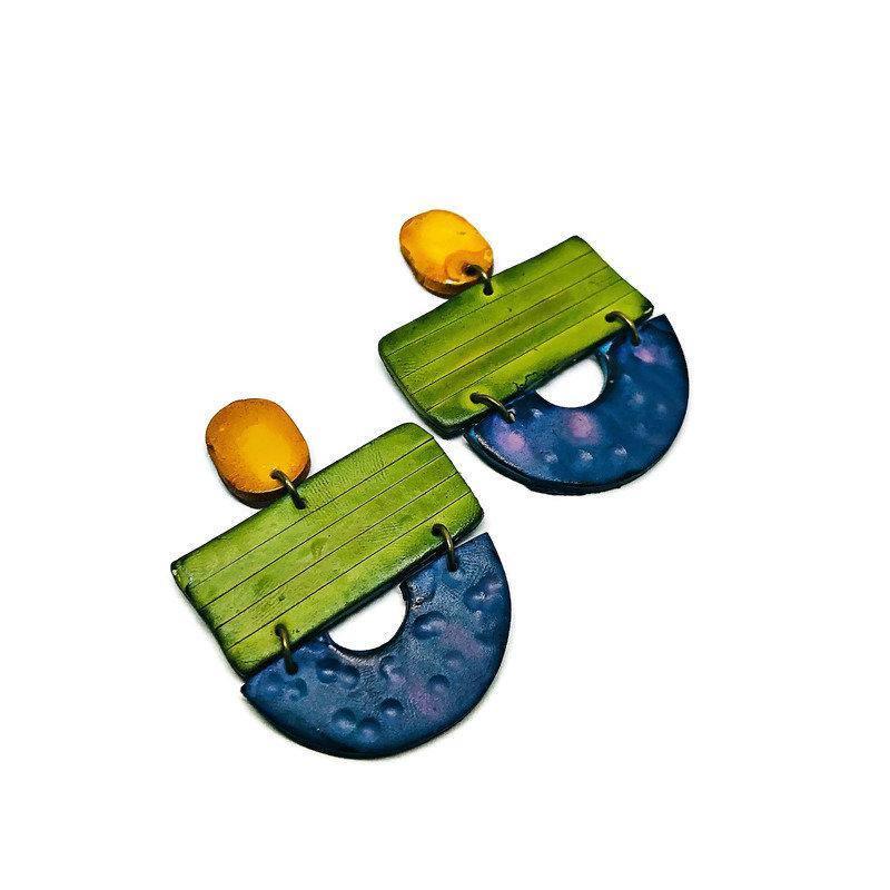 Geometric Jewelry Set with Statement Necklace & Large Earrings