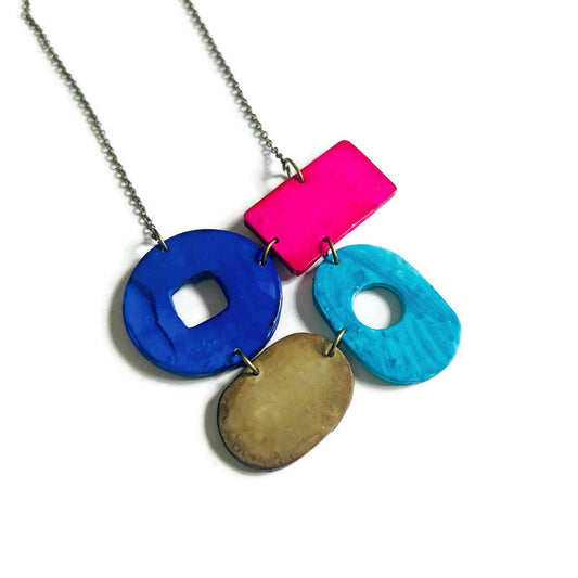 Colorful Geometric Necklace Handmade
