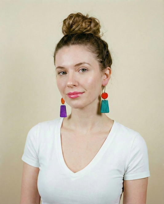 Colorful Asymmetric Mismatched Dangle Earrings