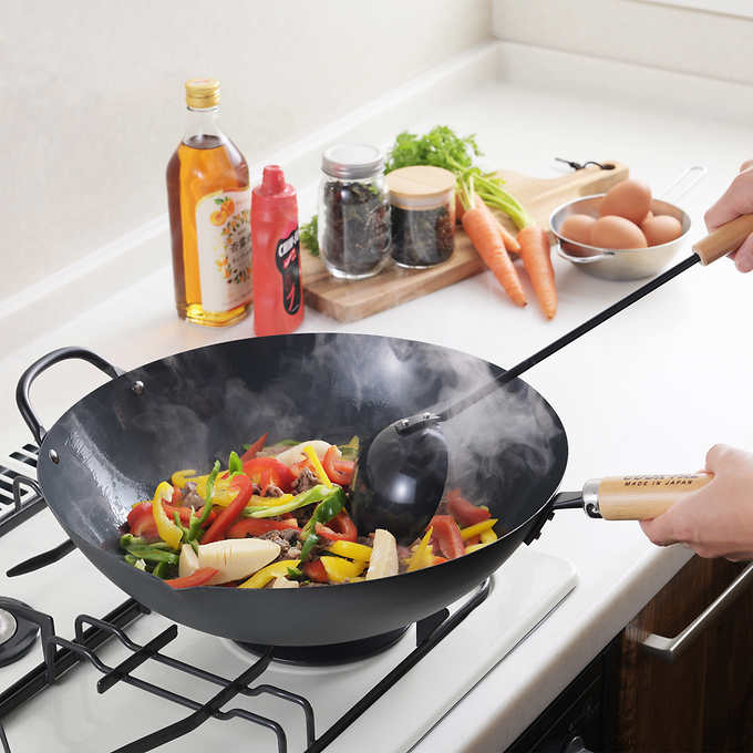 Yoshikawa Japan | Cook-Pal Ren Nitrided Carbon Steel Wok 36cm
