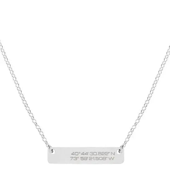 GPS Coordinates Necklace - Horizontal Bar