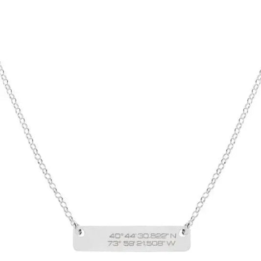 GPS Coordinates Necklace - Horizontal Bar