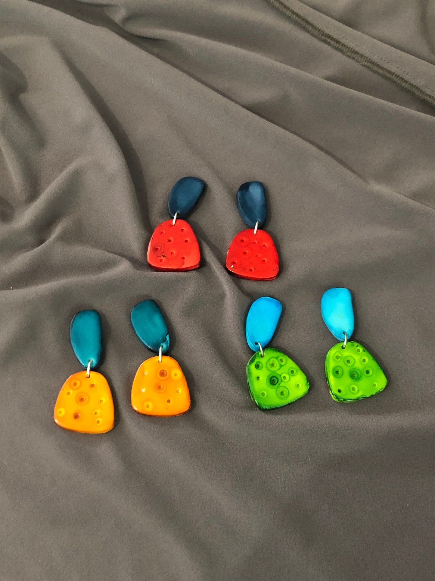 Handmade Summer Statement Earrings, Post or Clip On – "Duke"