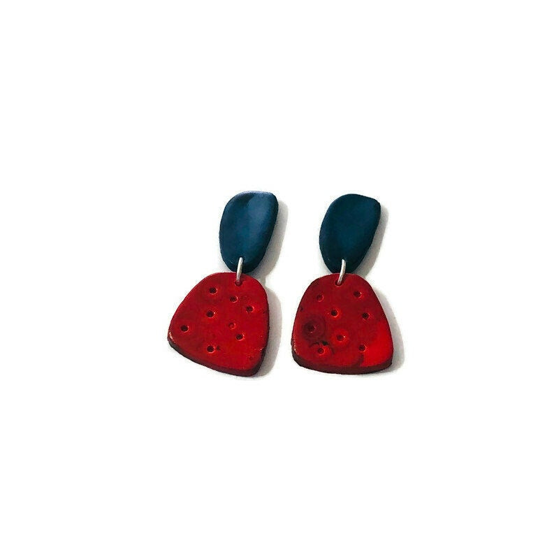 Handmade Summer Statement Earrings, Post or Clip On – "Duke"