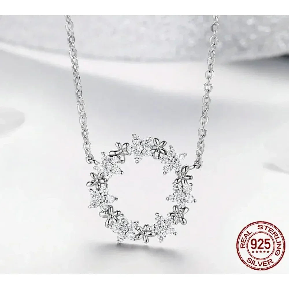 Dazzling Starry Night: 925 Silver Necklace & Ring Set With Cubic Zirconia