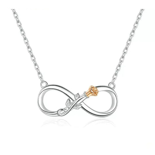 Delicate Rose: Sterling Silver Choker Necklace with Infinity Design
