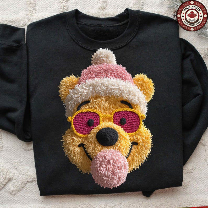Sweatshirt Or Hoodie Retro Bear with Sunglasses Christmas Design