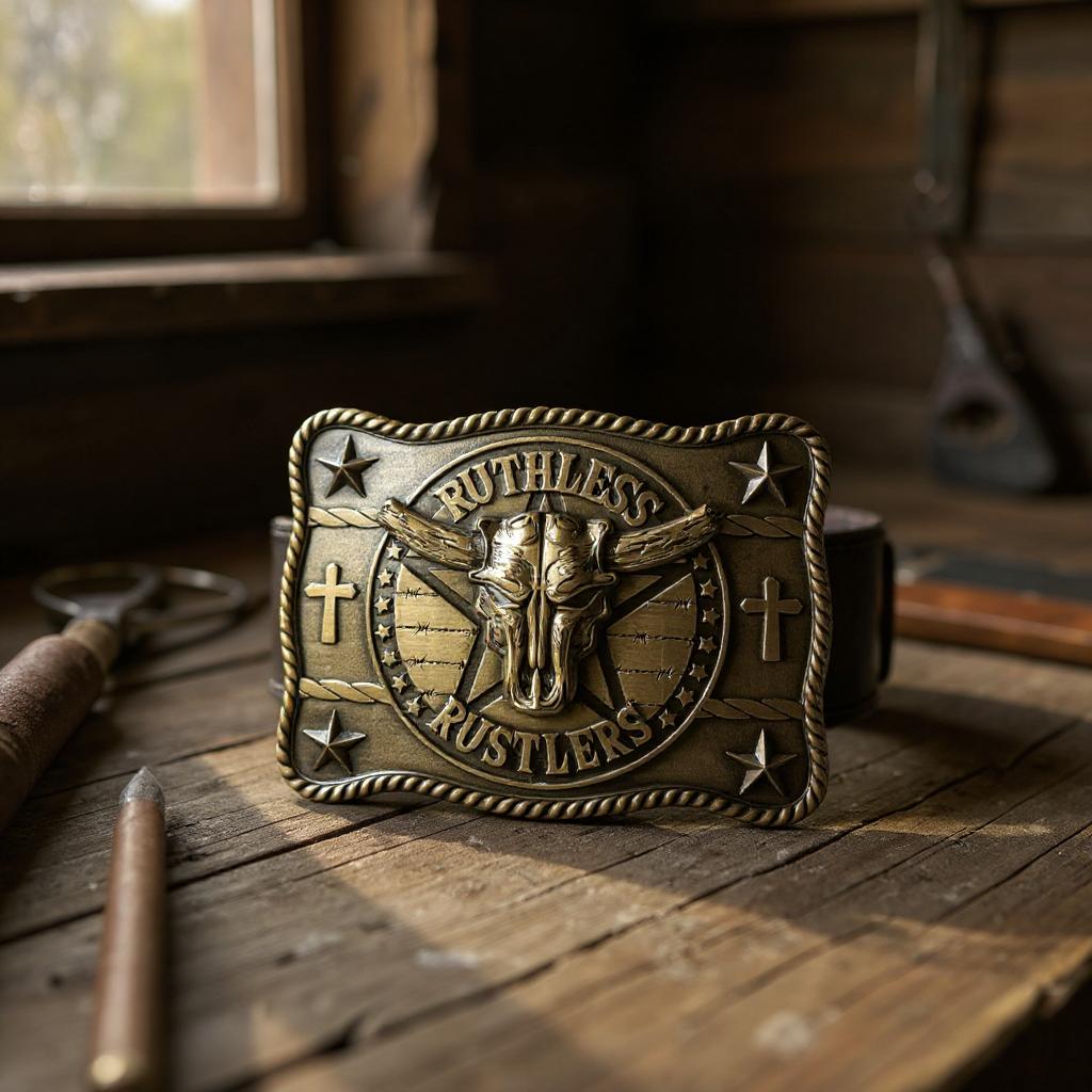 Ruthless Rustlers Marshal Belt Buckle | Antique Gold