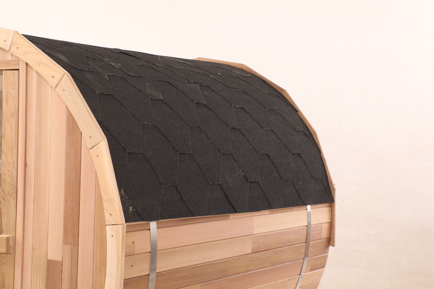 Blisspod | Prague | Canadian Red Cedar Outdoor Steam Barell Sauna, 2-4 / 4-6 persons with Full Glass Back & 2 front Porch seats