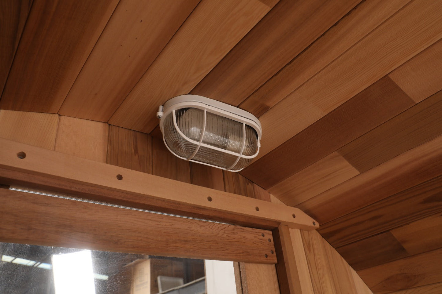 Blisspod | Prague | Canadian Red Cedar Outdoor Steam Barell Sauna, 2-4 / 4-6 persons with Full Glass Back & 2 front Porch seats