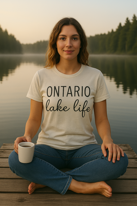 T-Shirt Or Crewneck Hoodie – Ontario Lake Life Script Canada Cottage Design