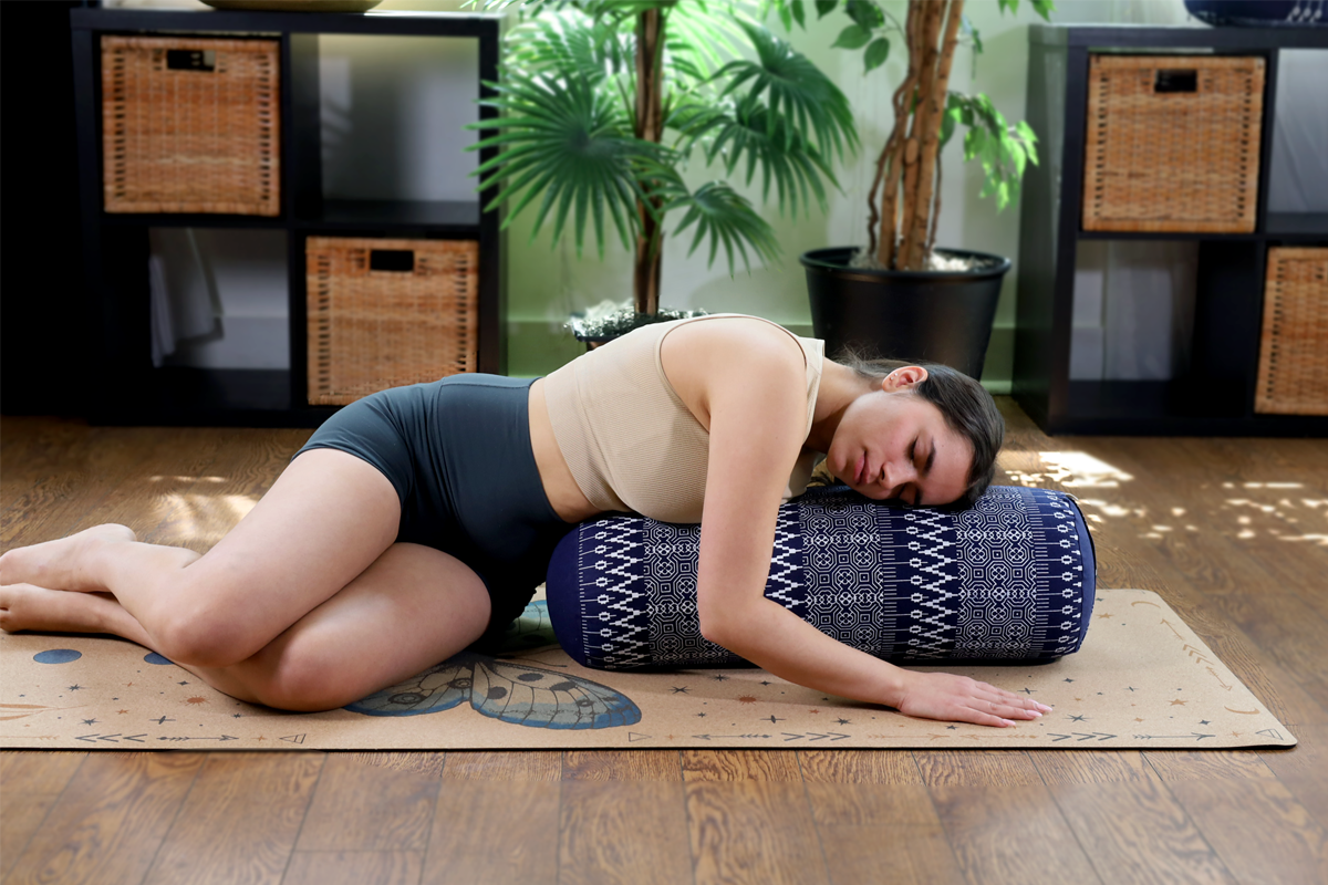 Natural & Organic Yoga Bolster | Navy Print