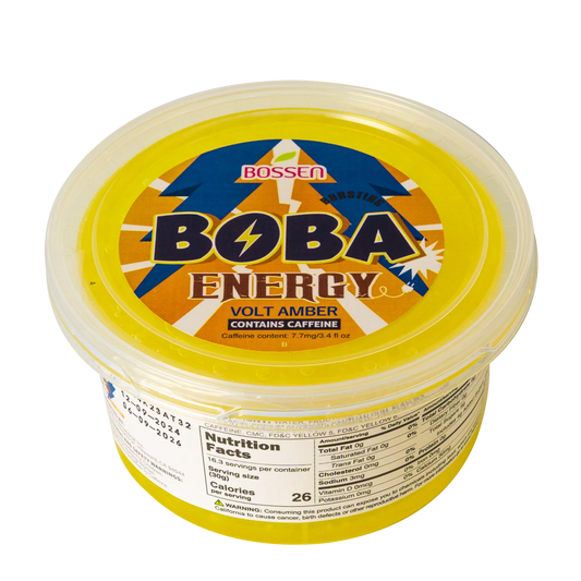 "TOP DEAL" Volt Amber Bursting Boba ENERGY | Caffeinated Popping Boba | Foodservice Bossen Canada Distribution | Ships Free Within Canada on Orders Above CAD $199