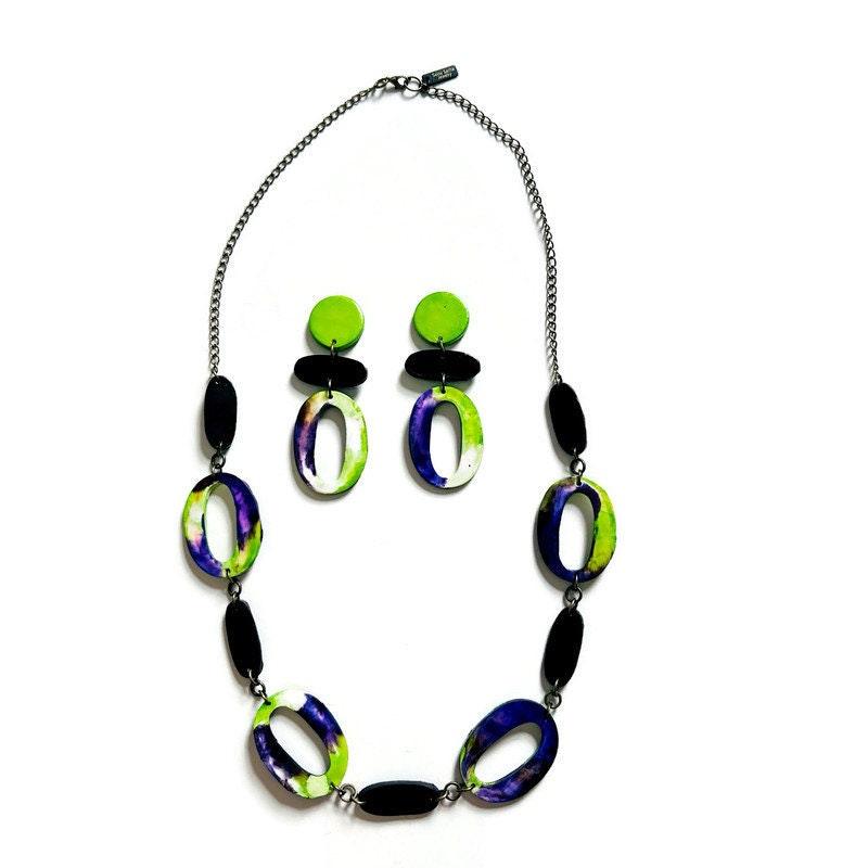 Extra Long Statement Earrings Handmade from Polymer Clay & Painted
