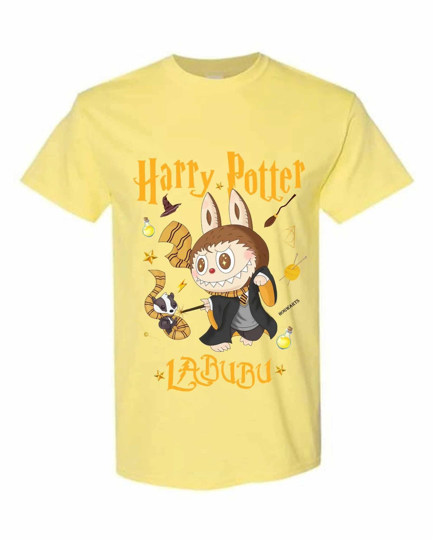 [Adult size] Harry Potter Labubu T-Shirt – Kawaii Wizard Graphic Tee, 100% Cotton