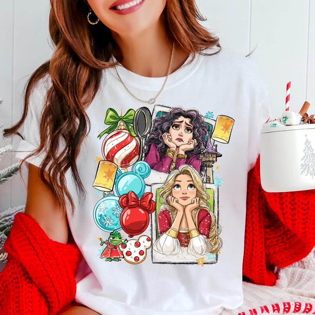 Hoody Crewneck – Rapunzzel & Mother Gothhel Christmas Ornaments Sweatshirt Design