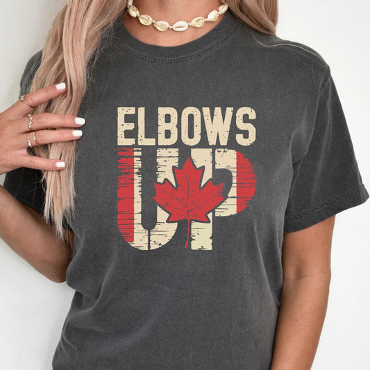 T-Shirt Elbows Up Canada Maple Leaf Vintage Distressed