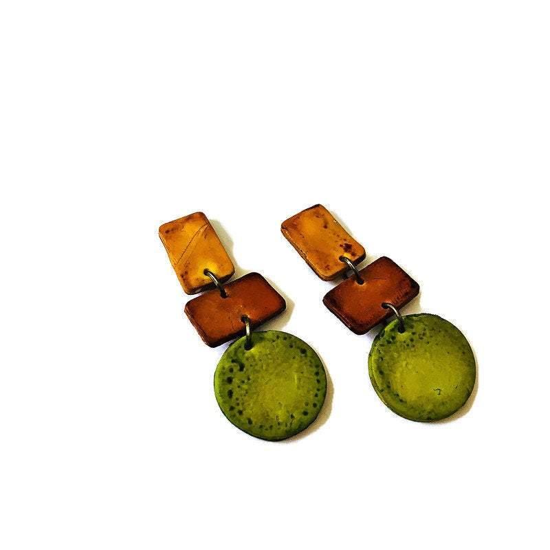 Fall Jewelry Set with Bold Chunky Statement Necklace & Long Geometric Earrings