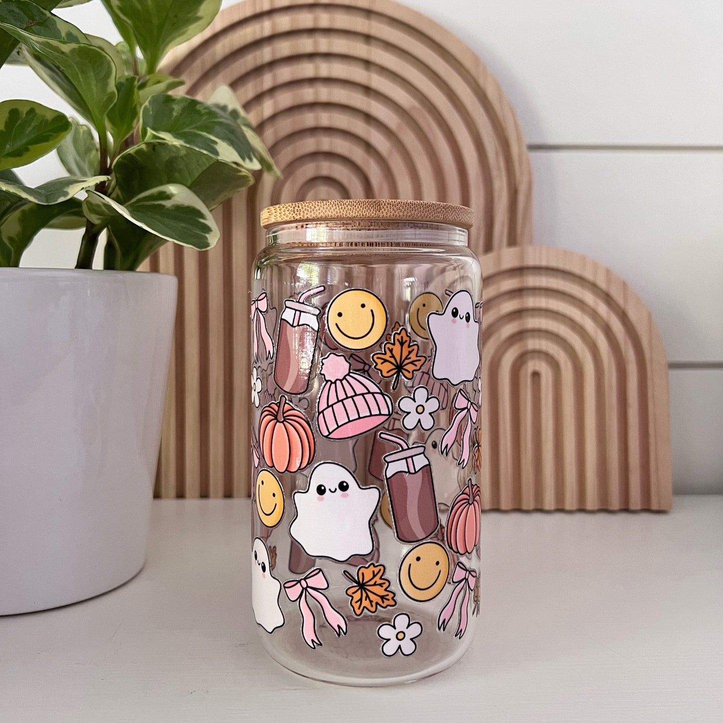 Fall Ghosts Glass Cup