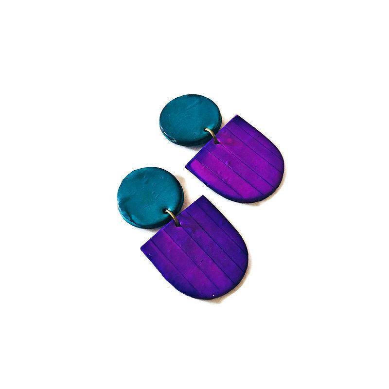 Fan Shaped Statement Earrings, Post or Clip On – "Emily"