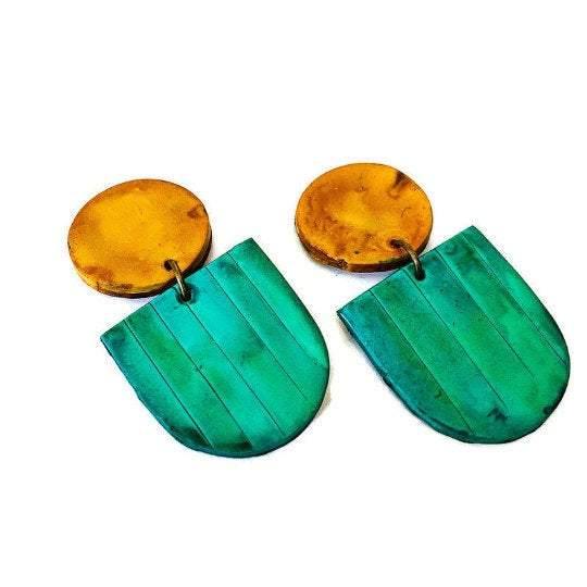 Fan Shaped Statement Earrings, Post or Clip On – "Emily"