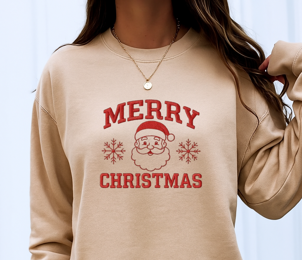 Embroidered Sweatshirt – Merry Christmas Santa Design