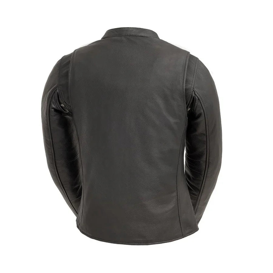 Women’s Motorcycle Leather Jacket. Lightweight Cowhide with Armor Pockets