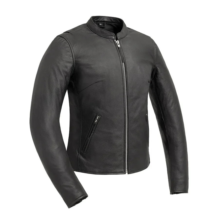 Women’s Motorcycle Leather Jacket. Lightweight Cowhide with Armor Pockets