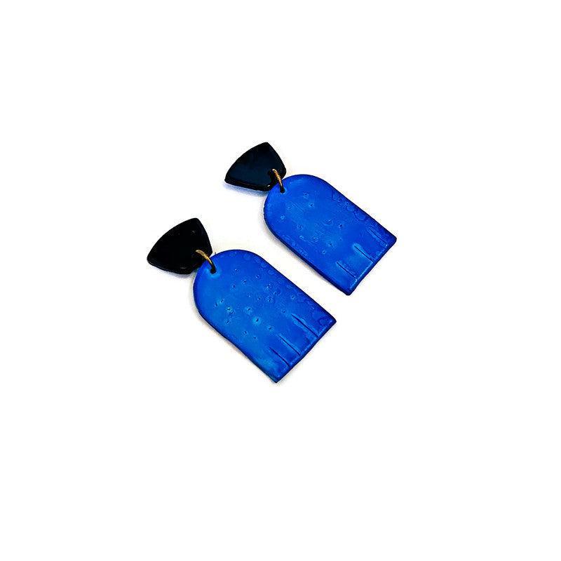 Bold Two-Tone Geometric Earrings, Post or Clip On – "Moe"
