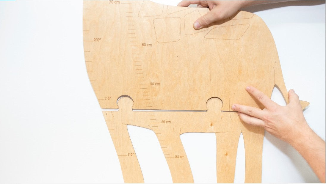Règle de mesure en bois pour enfant - Girafe