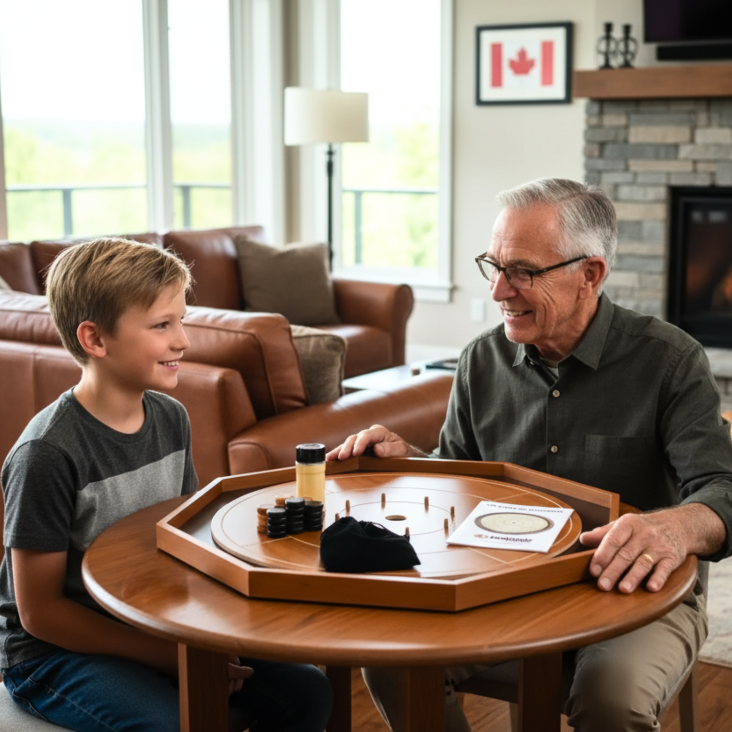 Crokinole Board For Beginners by Crokinole Canada - Cherry & Walnut Melamine - Traditional Crokinole Board Game Set