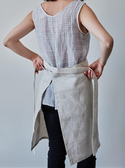 Half Linen Apron - Oat