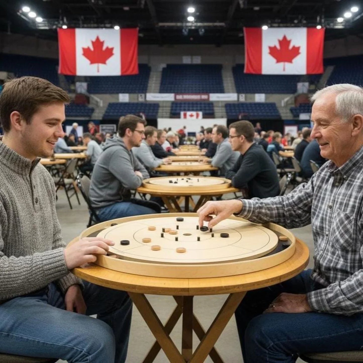 The Crokinole Canada Board (With Branding) - Tournament Board Game Set - Meets NCA Standards
