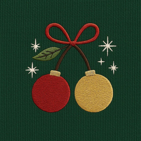 Embroidered Hoodie – Christmas Ornaments with Bow Design
