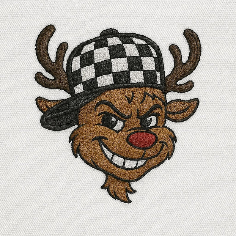 Embroidered Festive Christmas Holiday Reindeer Sweatshirt