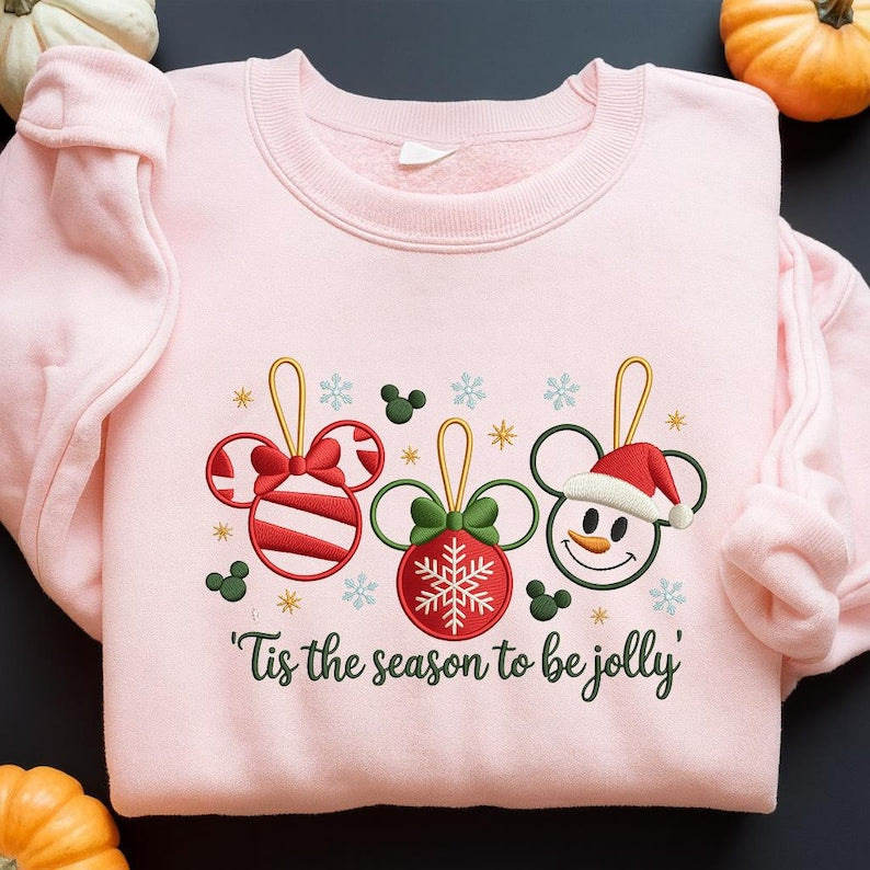 Embroidered Festive Christmas Crewneck – ‘Tis the Season to Be Jolly