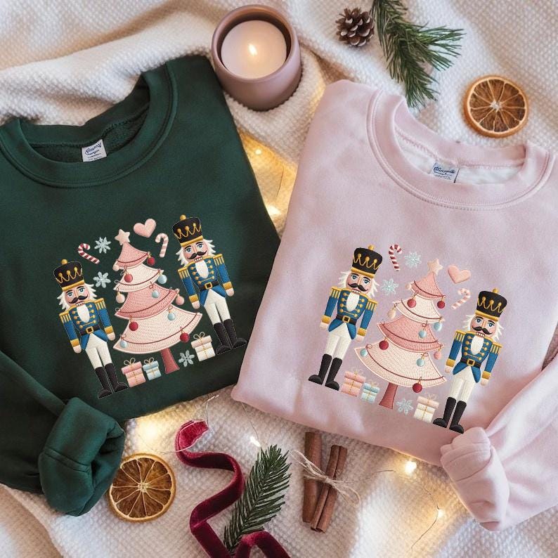 Embroidered Nutcracker Christmas Crewneck Sweater