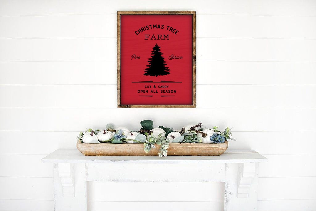 Farm Fresh Christmas Trees  | Rustic Wooden Christmas Sign | Farmhouse Wood Framed Sign |  Christmas and Winter | Many Sizes |