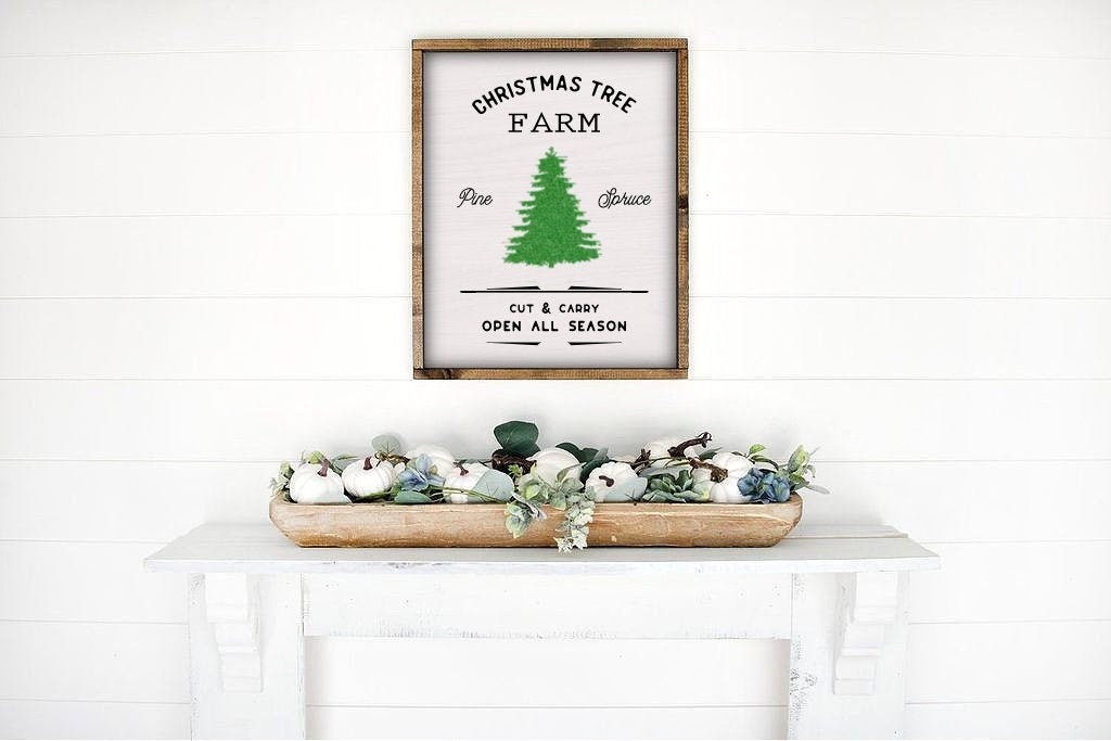 Farm Fresh Christmas Trees  | Rustic Wooden Christmas Sign | Farmhouse Wood Framed Sign |  Christmas and Winter | Many Sizes |