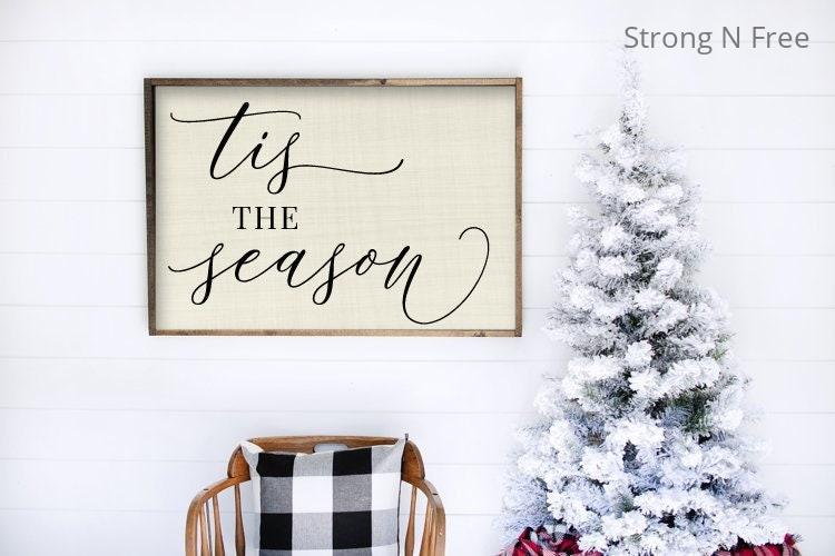 Tis the Season, Large Merry Christmas Wood Sign,