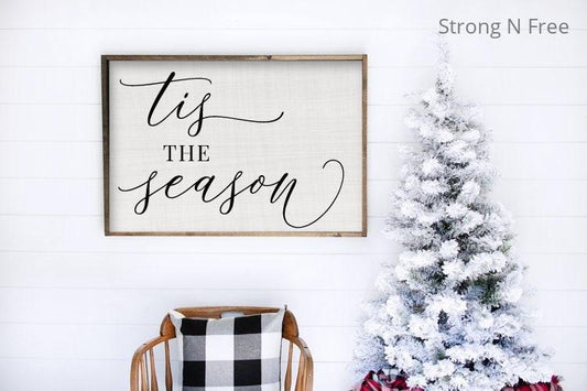 Tis the Season, Large Merry Christmas Wood Sign,