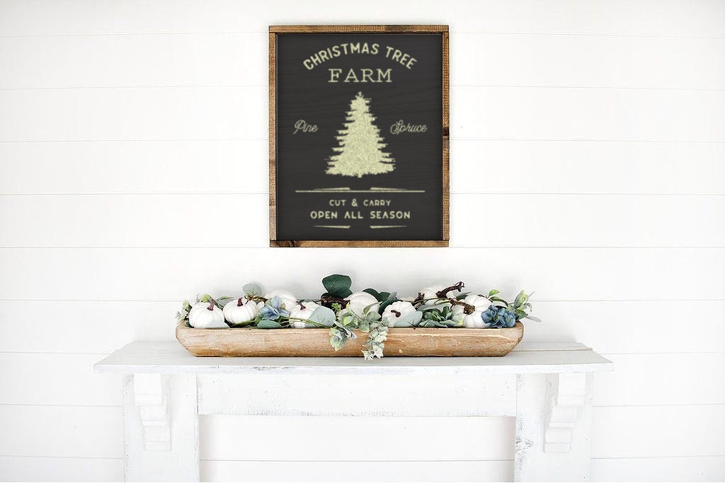Farm Fresh Christmas Trees  | Rustic Wooden Christmas Sign | Farmhouse Wood Framed Sign |  Christmas and Winter | Many Sizes |