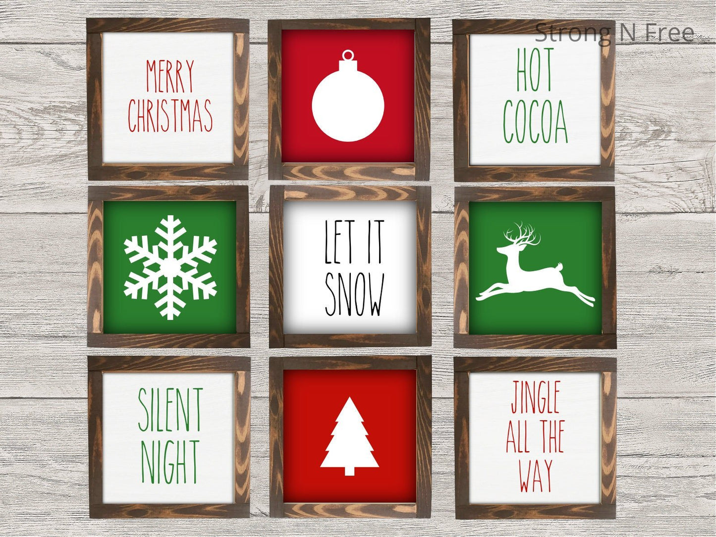 Christmas Mini Signs | Christmas Tiered Tray Decor | Christmas Decor