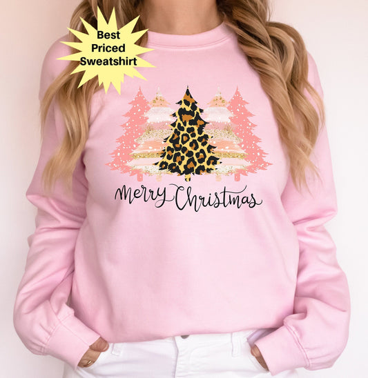 T-Shirt Or Sweatshirt Christmas Women Shirt, Leopard Print .