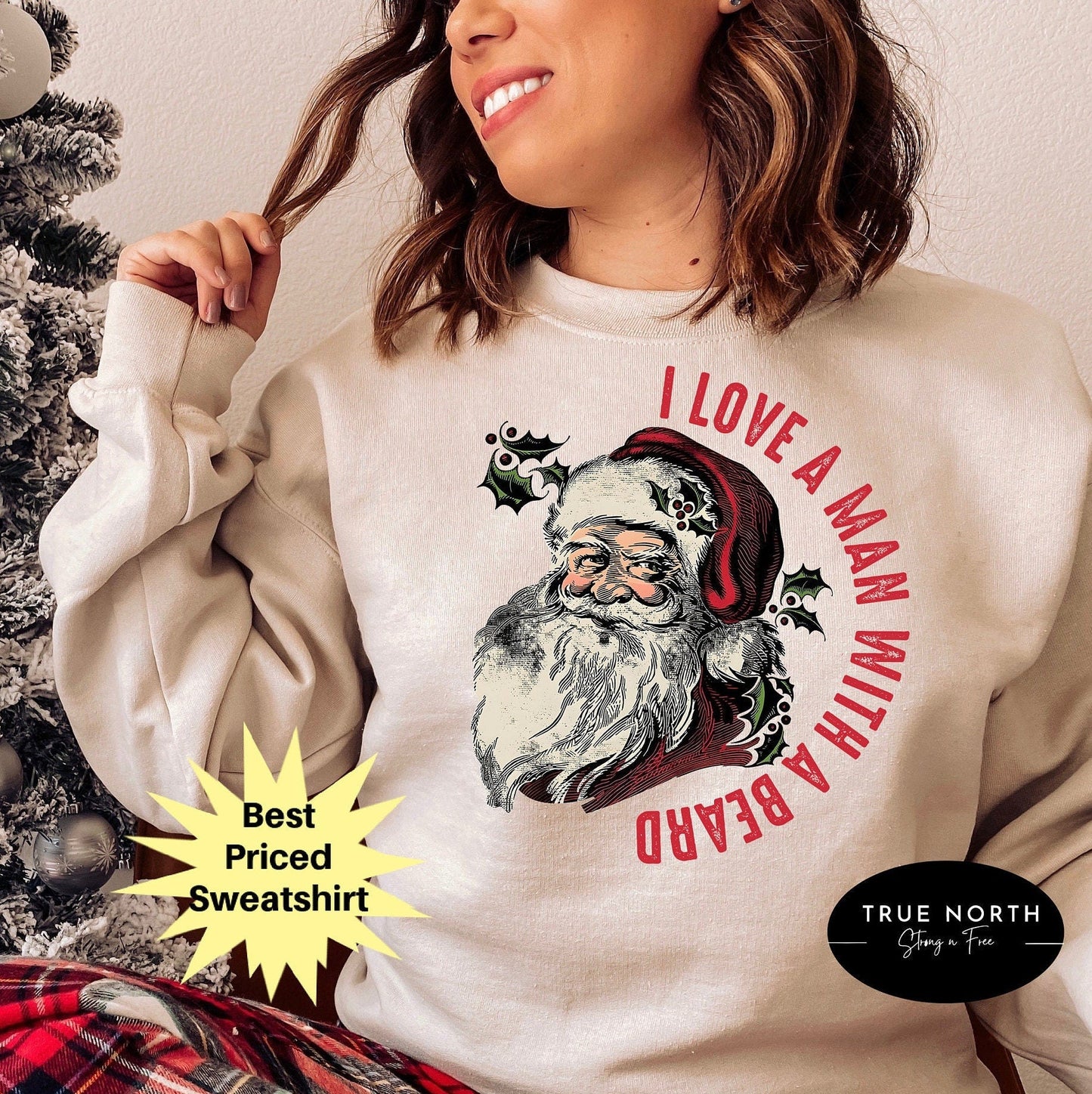 Funny Santa Beard Sweatshirt, cute Christmas shirt for women, Christmas crewneck, graphic christmas tee, Santa shirt for women, xmas sweater .