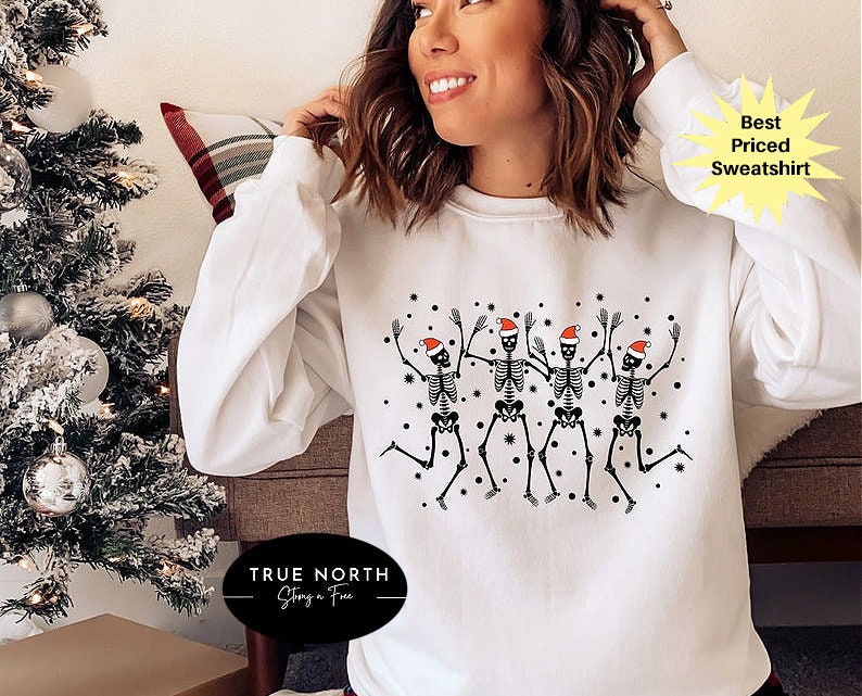 Holiday Sweatshirt, Christmas Sweatshirt, Winter Sweatshirt, Skeleton Sweater, Skeleton Sweatshirt, Coffee Skeleton Shirt, Oversized Sweater .