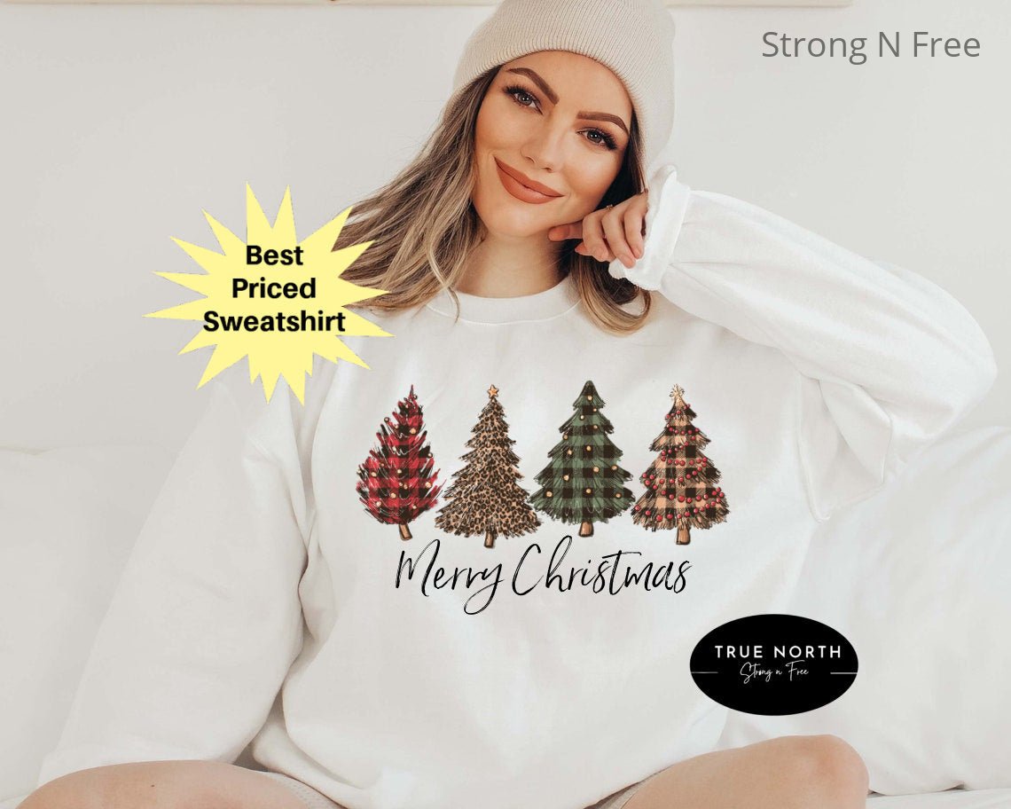 Christmas Sweatshirt, Christmas Sweater, Christmas Crewneck, Christmas Tree Sweatshirt, Holiday Sweaters for Women, Winter Sweatshirt .