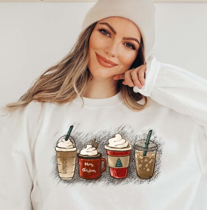Christmas Coffee Sweatshirt, Christmas Sweatshirt, Christmas Shirt, Coffee Lover Gift Worker Winter Christmas Snowman Latte Coffee Lover .