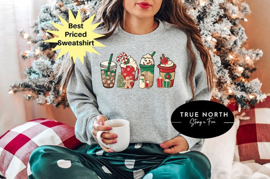 Christmas Coffee Sweatshirt, Christmas Sweatshirt, Christmas Shirt, Coffee Lover Gift Worker Winter Christmas Snowman Latte Coffee Love .